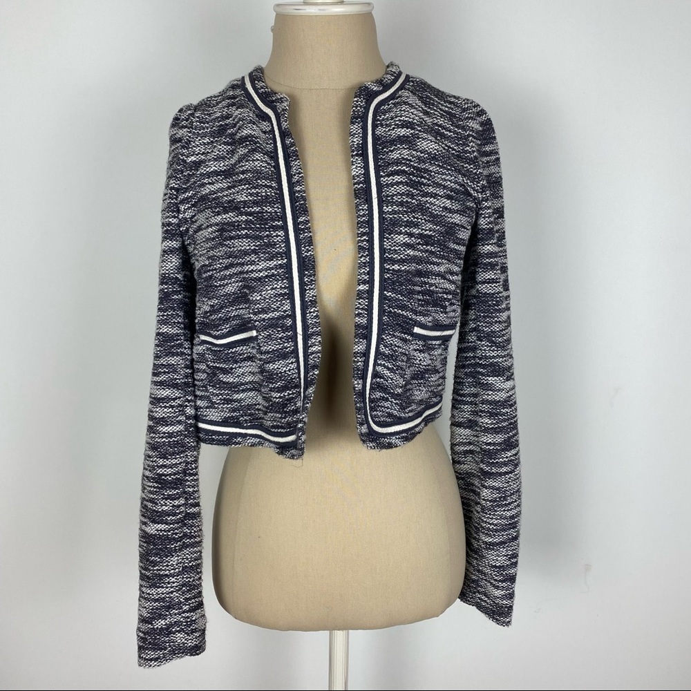 Frenchi Gray Marled Cropped Cardigan